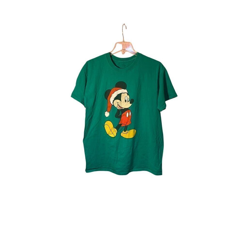 Disney women’s green Santa short sleeve, Mickey Mouse T-shirt, size large